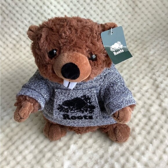 Roots Brown Stuffed Beaver with Gray Roots Hoodie - Picture 8 of 10